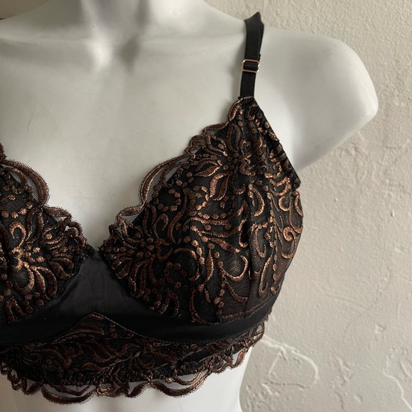 Free people intimately evalina bralette black lace rose gold bronze - Picture 3 of 6
